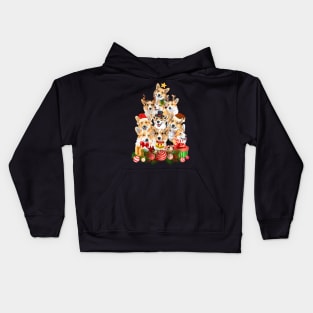 Christmas Tree Corgi Dog Wearing A Santa Hat Gifts For Dog Lover Kids Hoodie